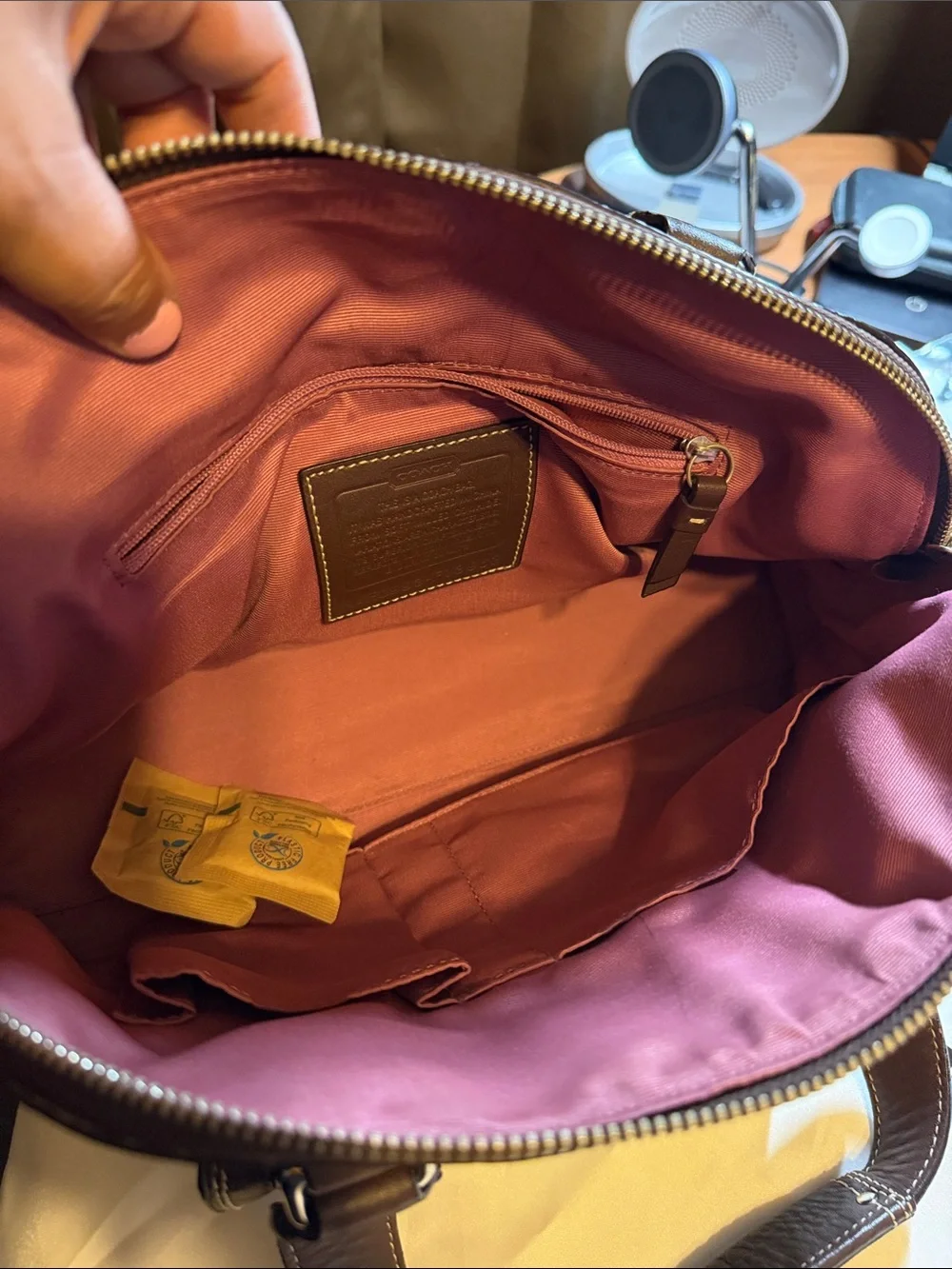 Coach Brown Pebbled Leather Satchel with Turnlock